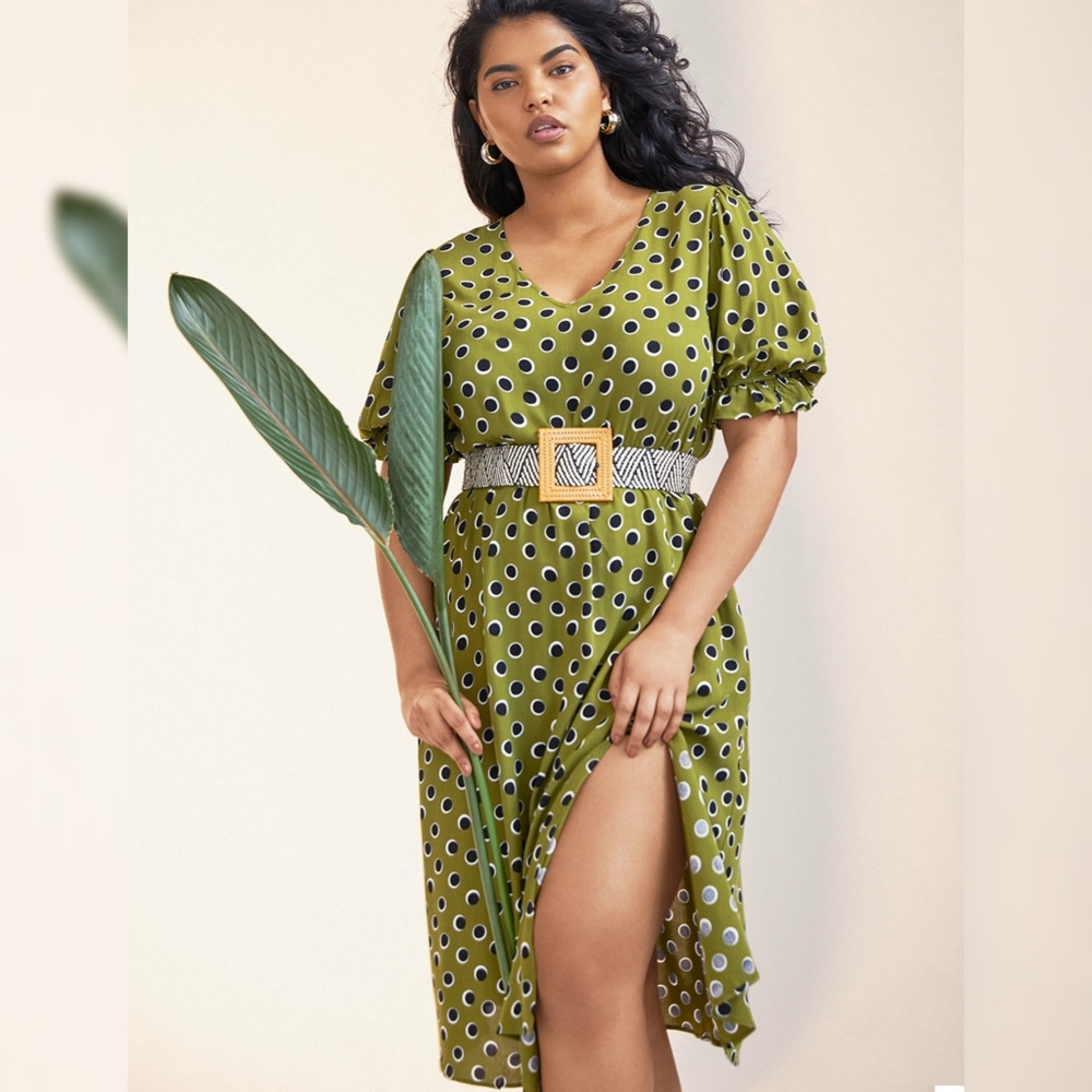 Eloquii Puff Sleeve Dress With Slit